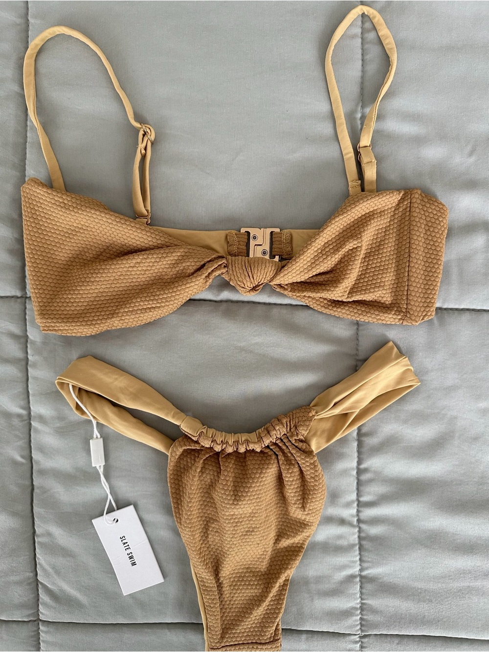 Slate Swim Textured Knot Bikini Set
